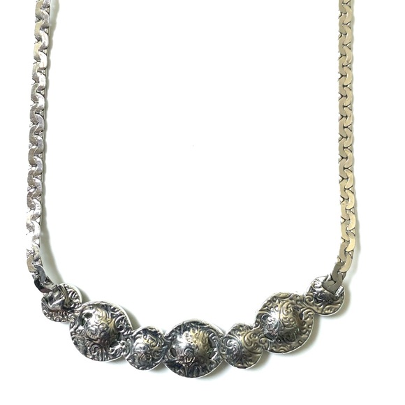Silver Tone Multicolor Crystal Bib Necklace & Brooch - Picture 5 of 6